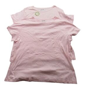 Hanes Women's Pink 3X Sleepwear Organic Cotton Short Sleeve T-Shirts 2 Pack
